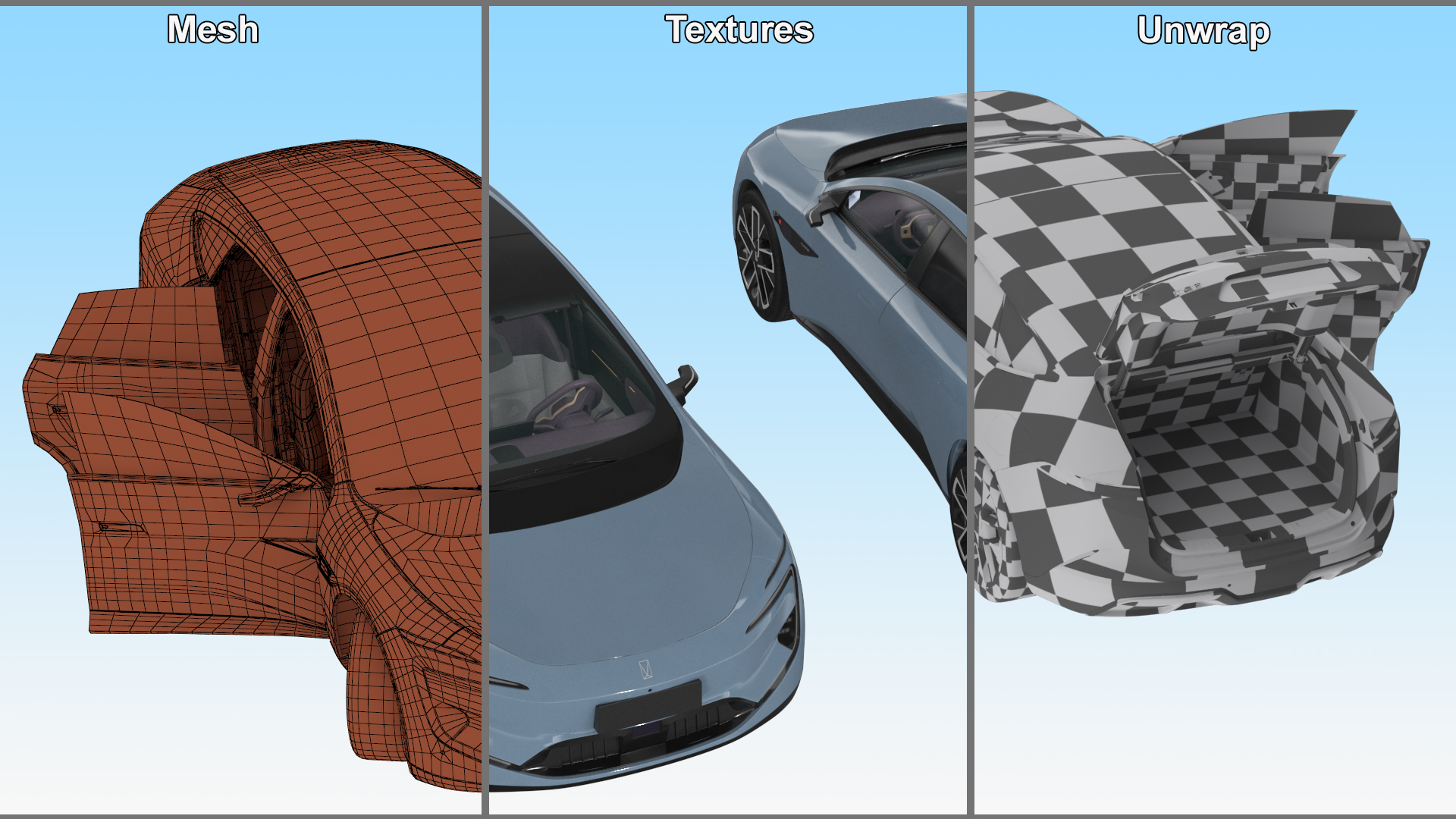 Avatr 12 EV Blue Color Rigged 3D model