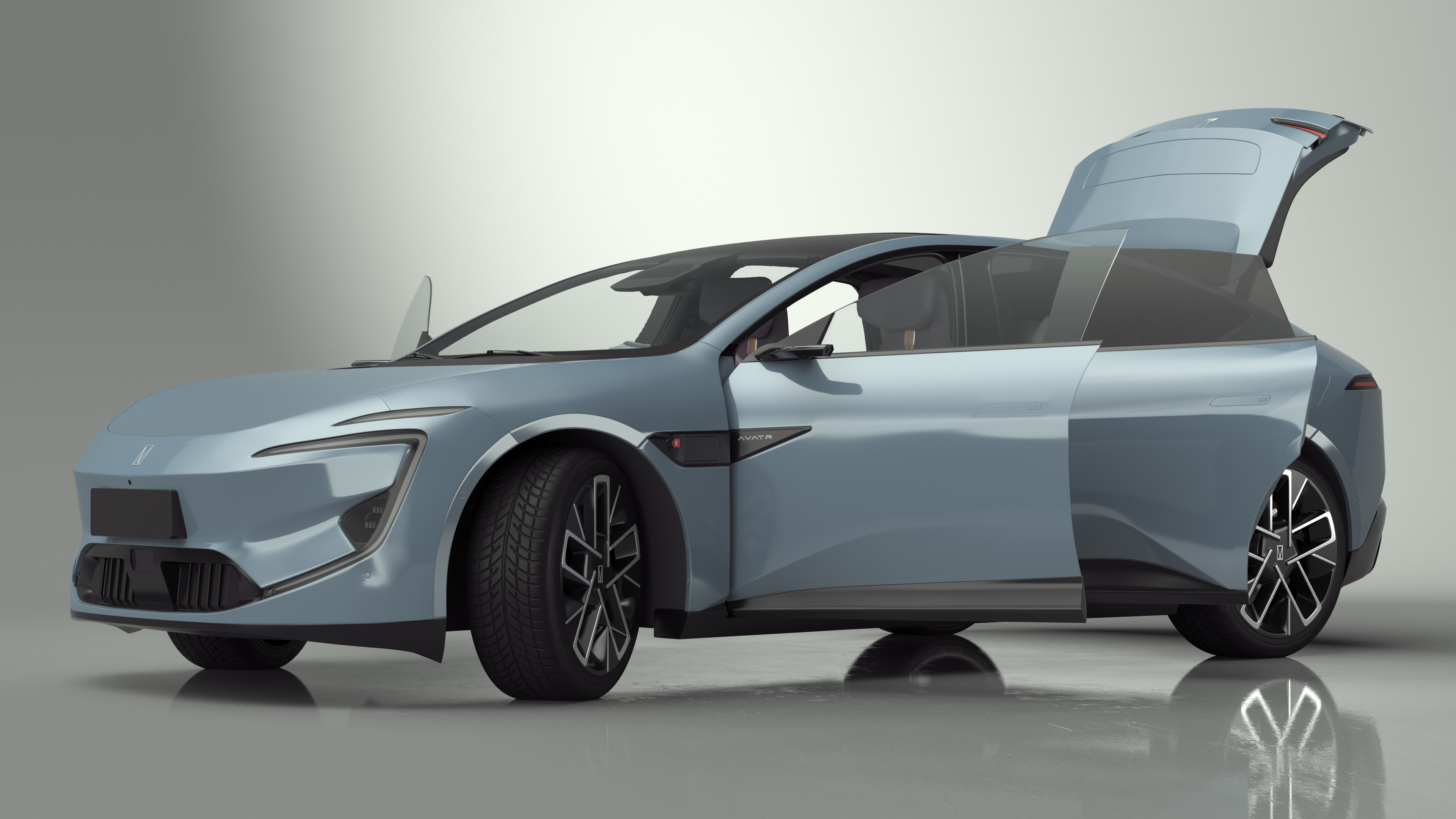 Avatr 12 EV Blue Color Rigged 3D model