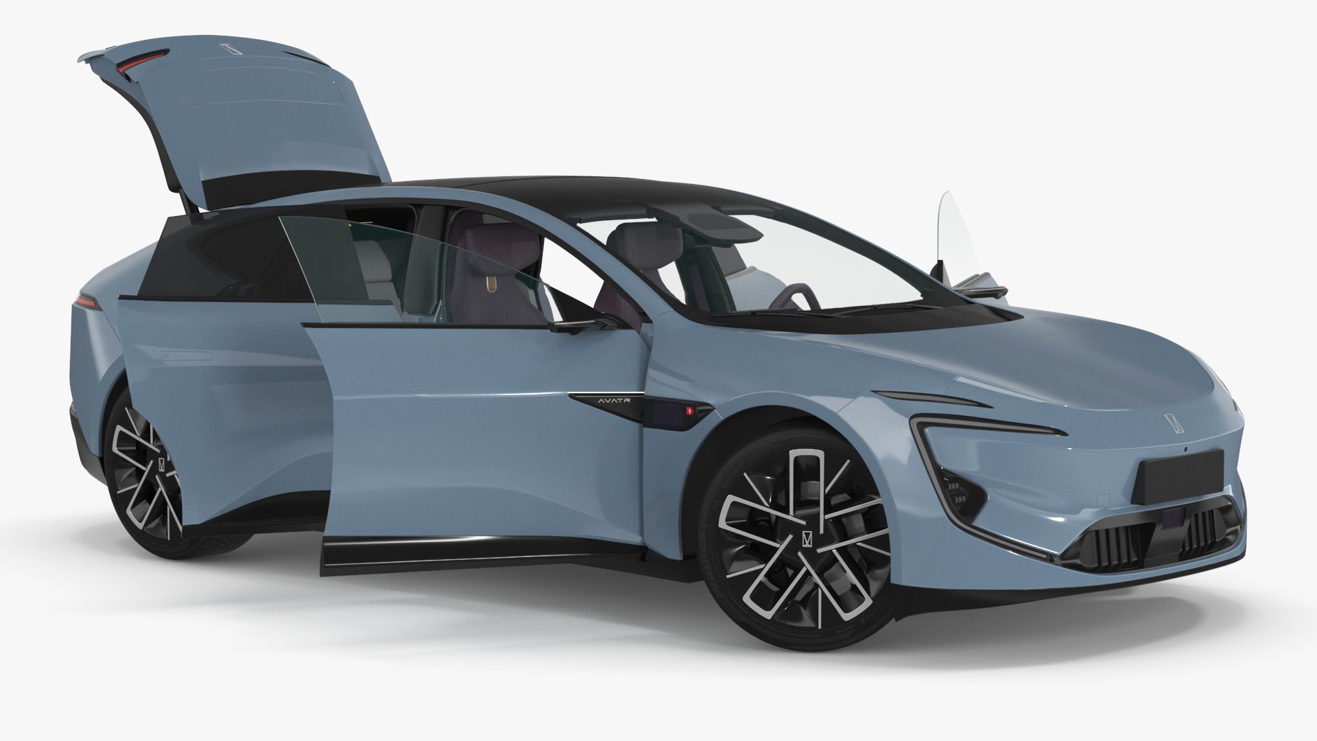 Avatr 12 EV Blue Color Rigged 3D model