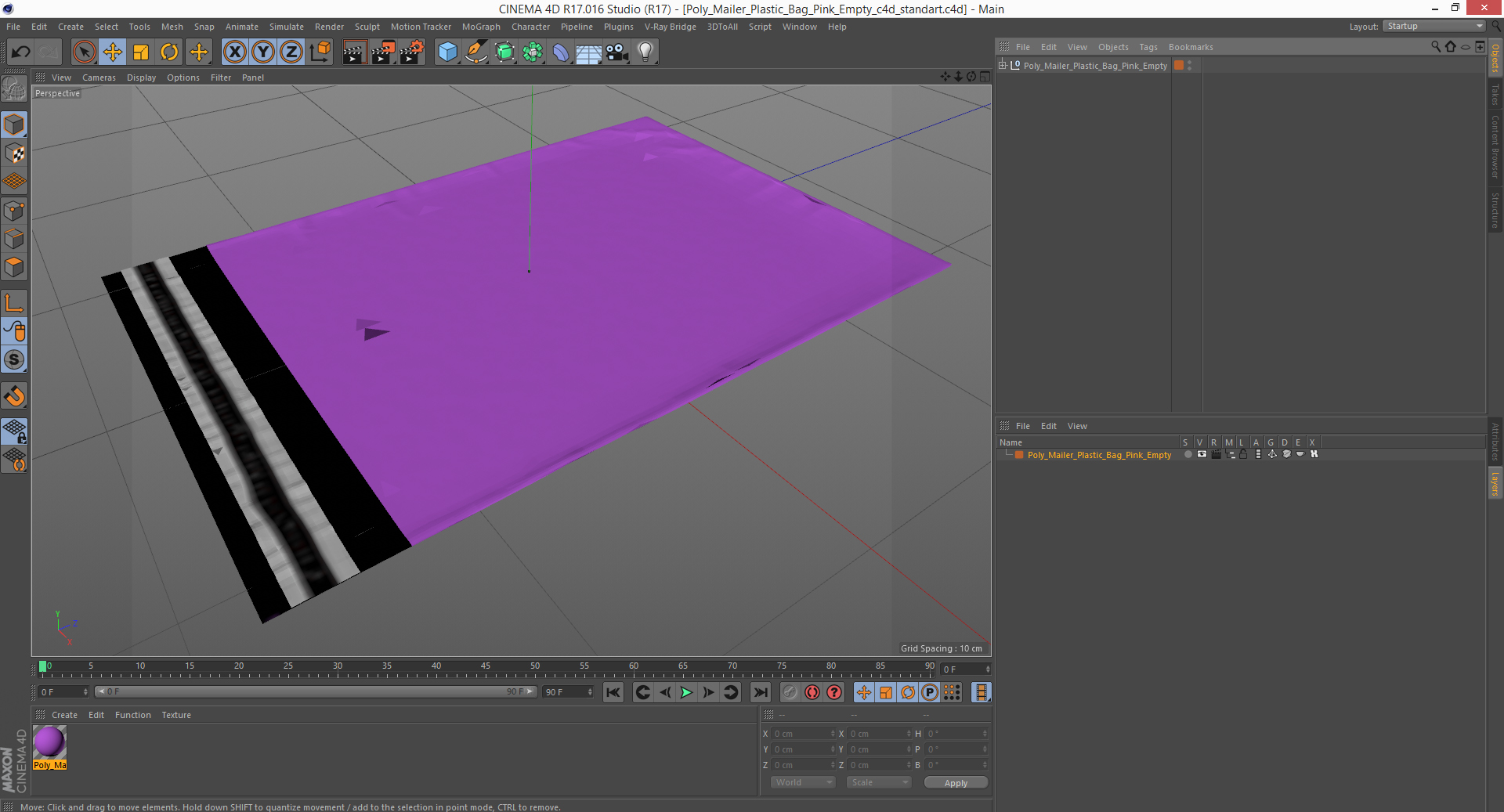 Poly Mailer Plastic Bag Pink Empty 3D model