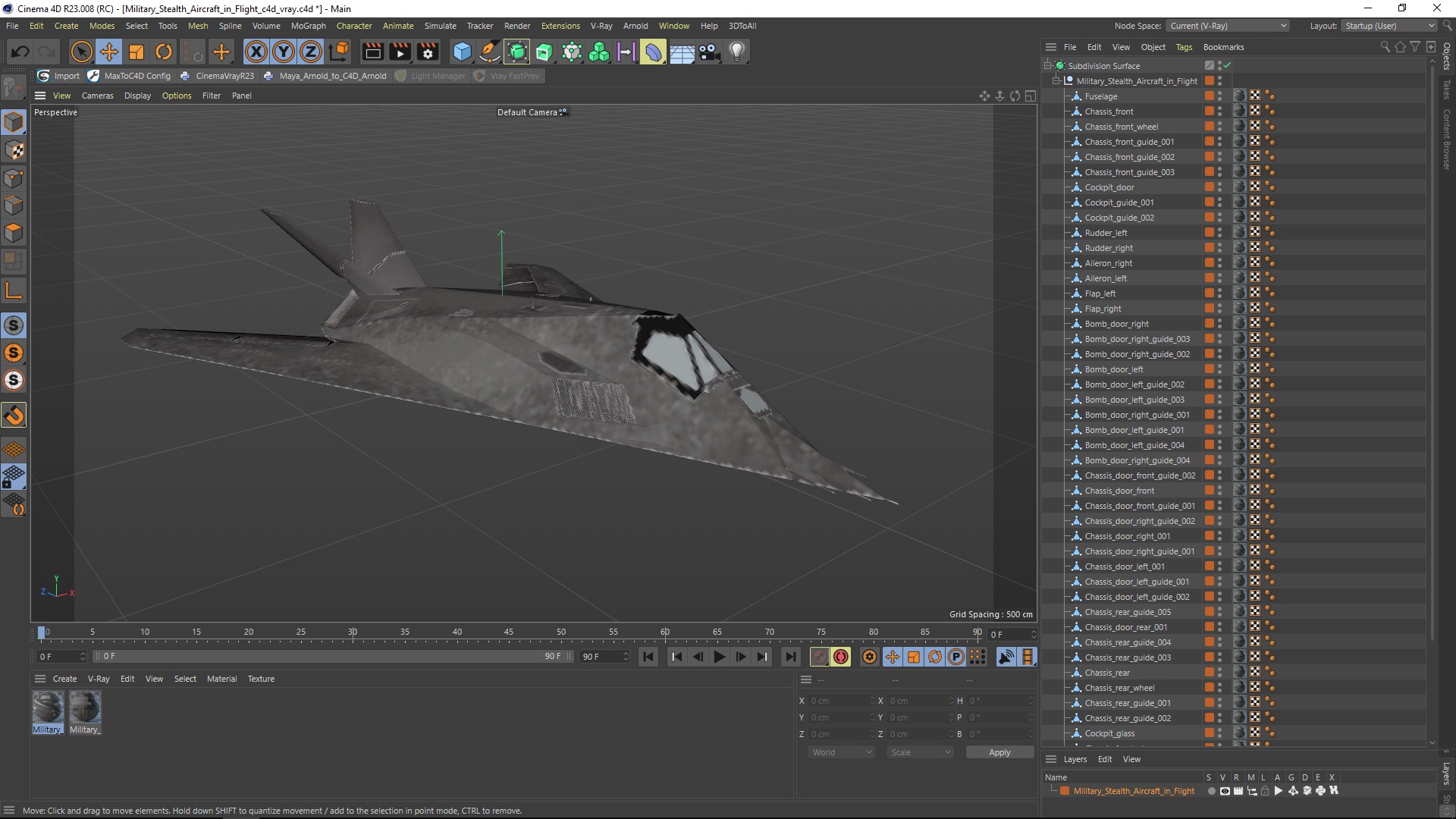 3D model Military Stealth Aircraft in Flight