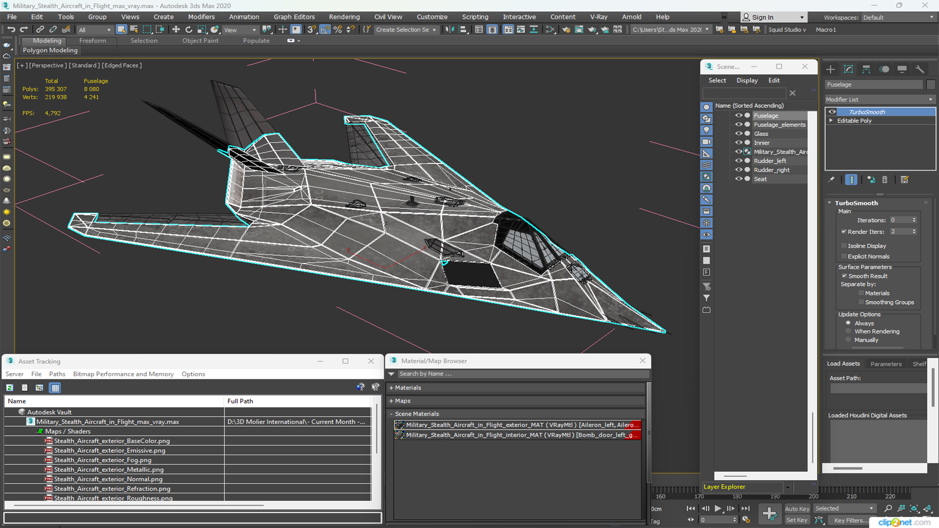 3D model Military Stealth Aircraft in Flight