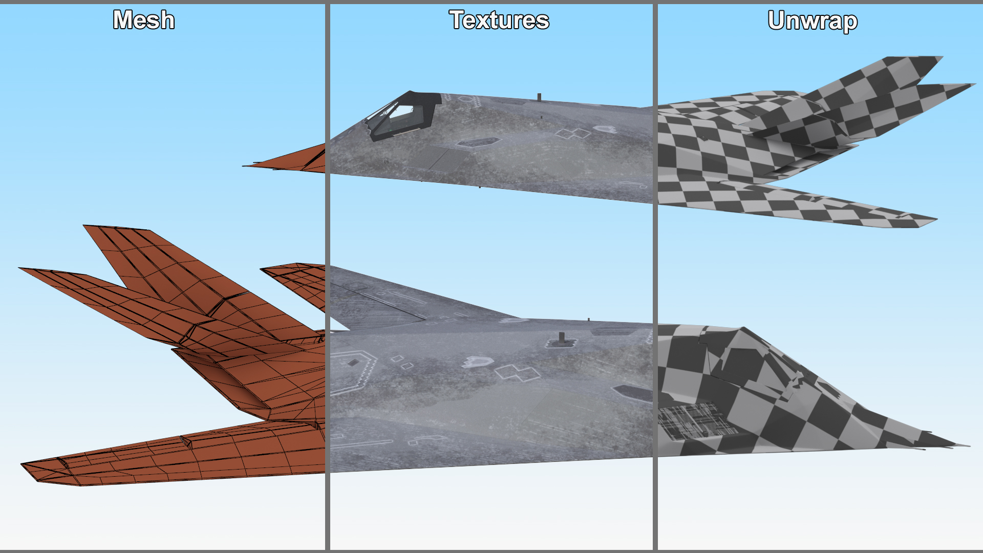3D model Military Stealth Aircraft in Flight