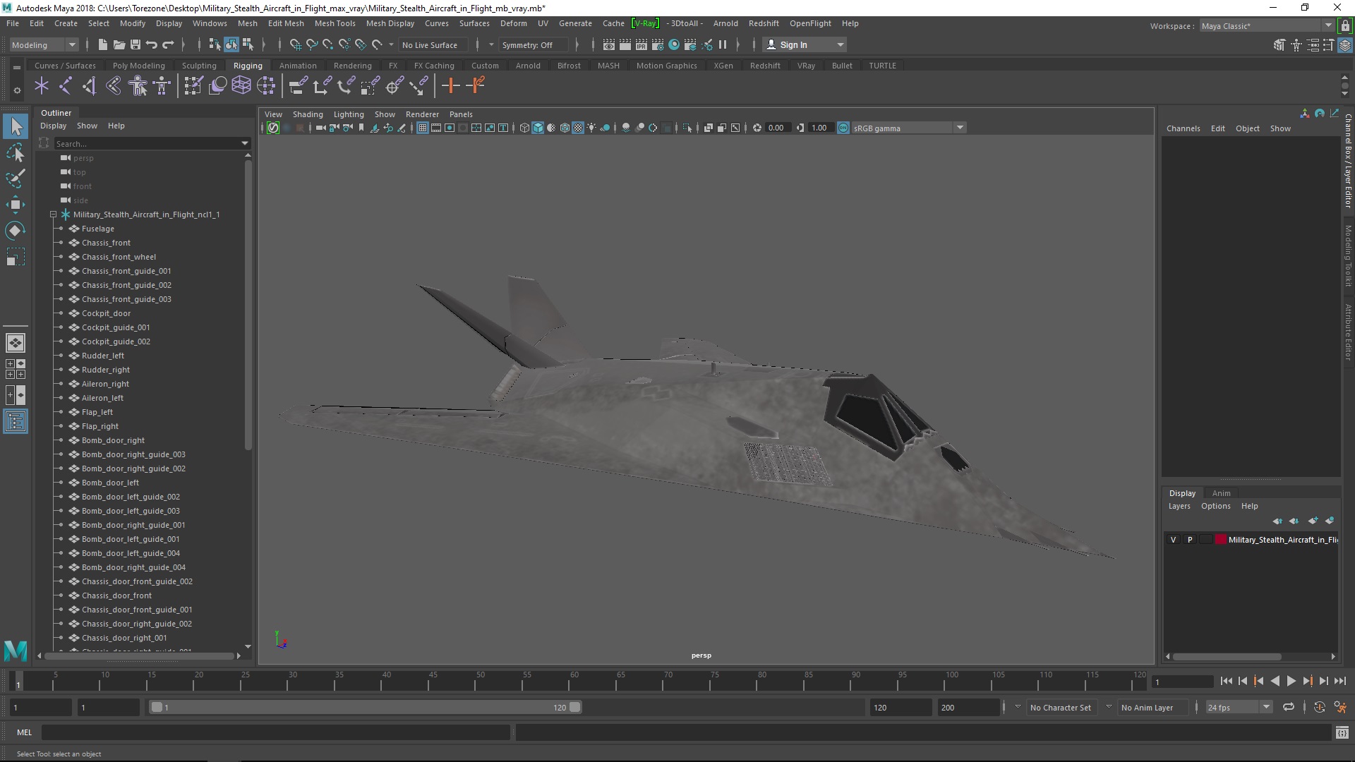 3D model Military Stealth Aircraft in Flight