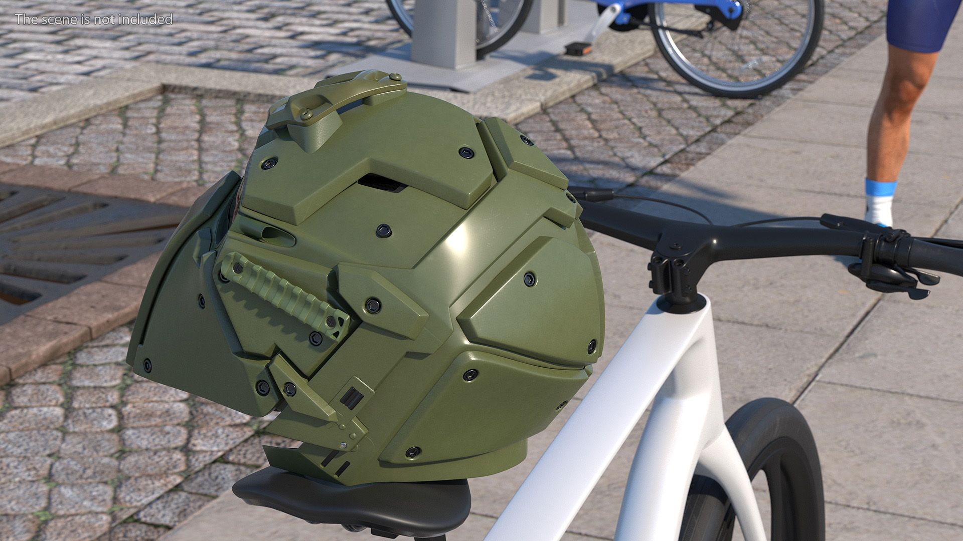 Full Face Bicycle Tactical Helmet Green 3D model