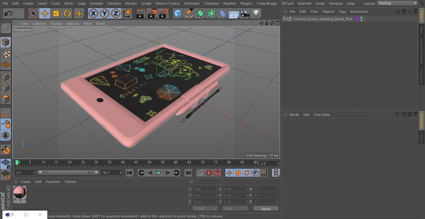 Colorful Screen Drawing Board Pink 3D model