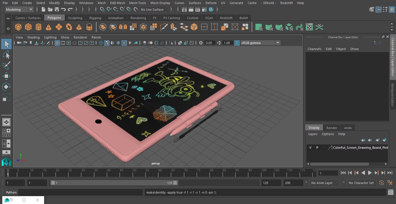 Colorful Screen Drawing Board Pink 3D model