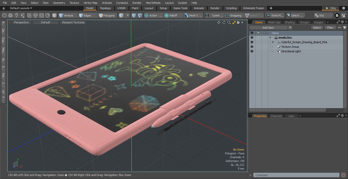 Colorful Screen Drawing Board Pink 3D model