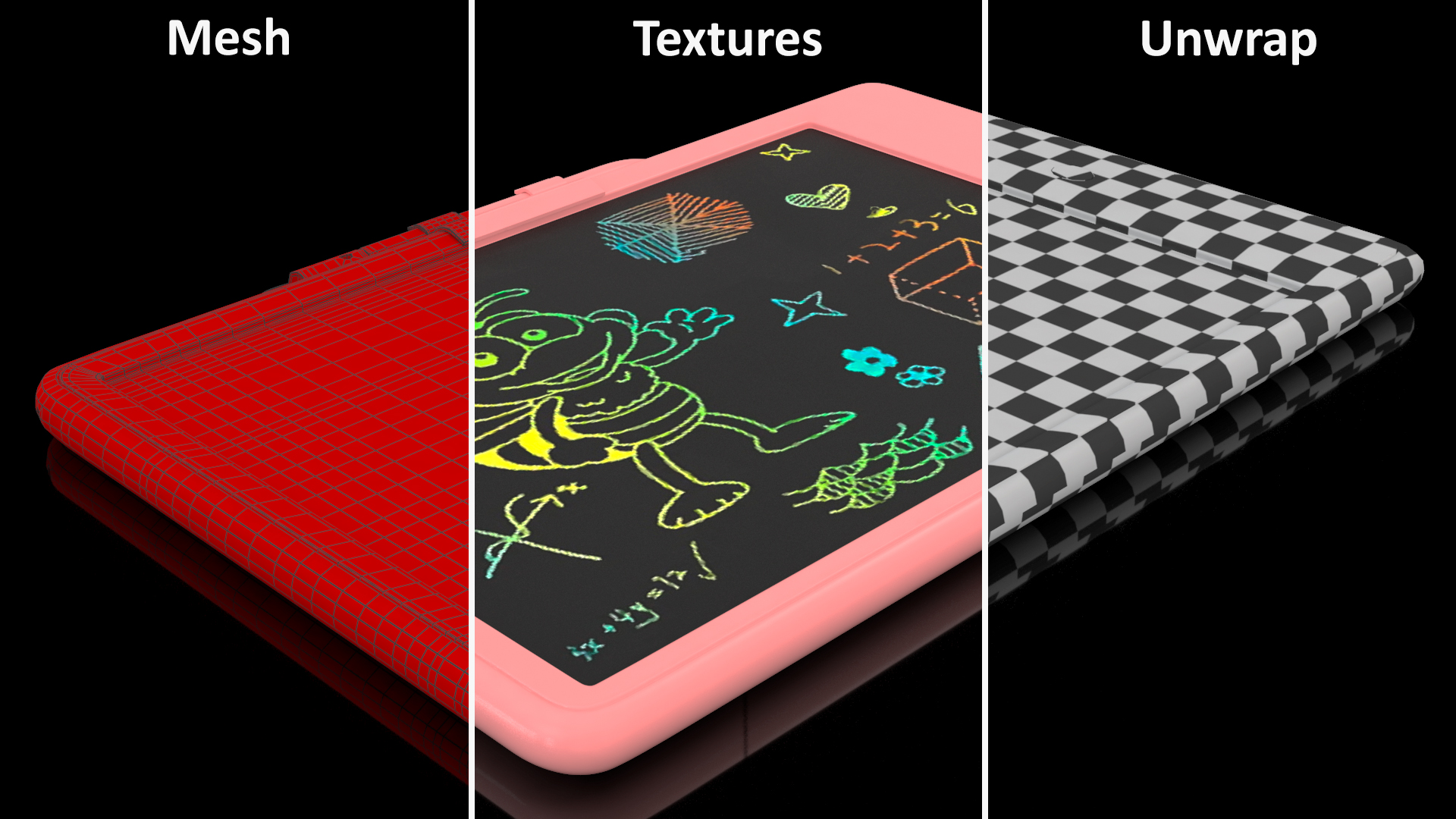 Colorful Screen Drawing Board Pink 3D model