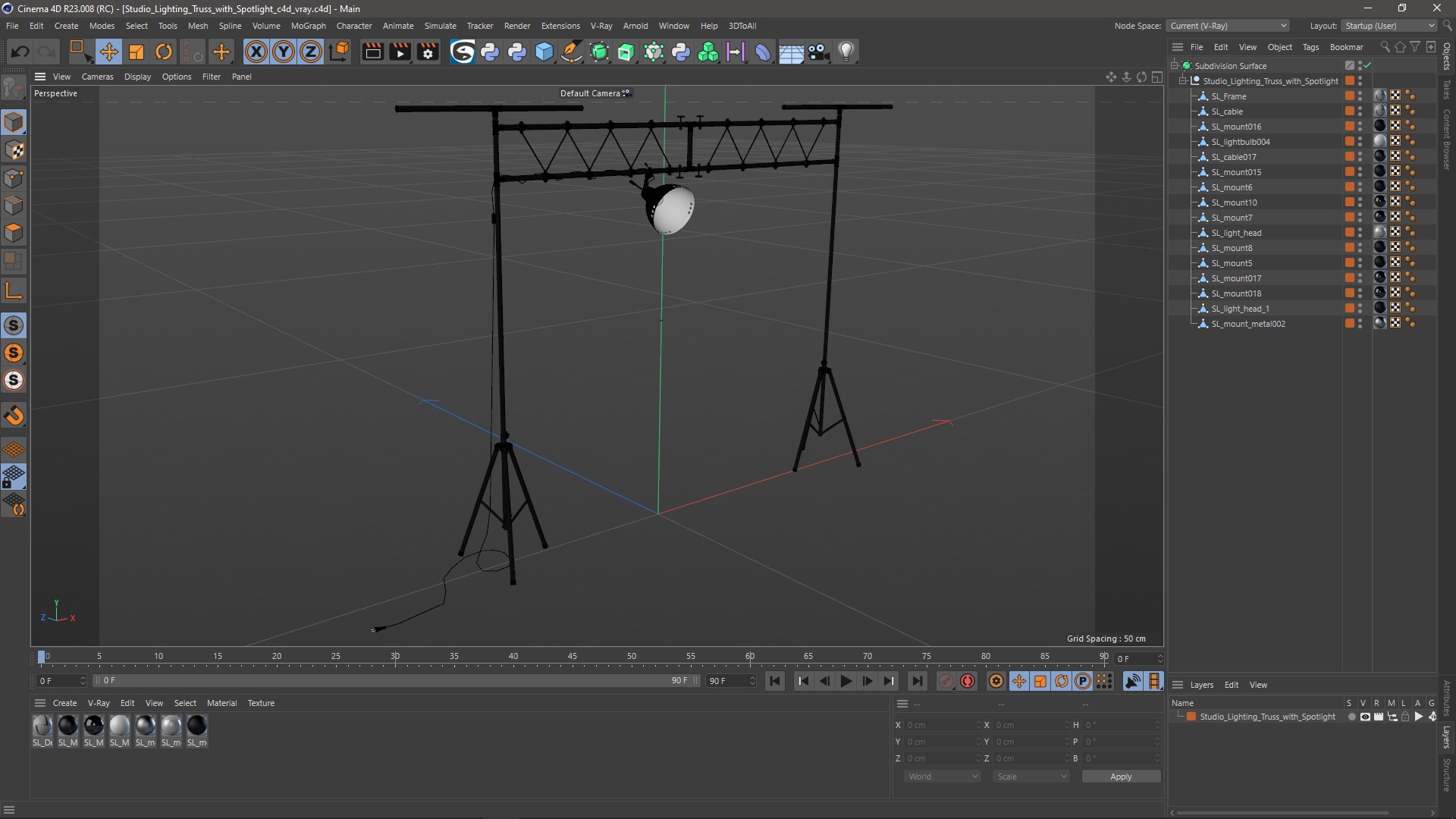 3D Studio Lighting Truss with Spotlight