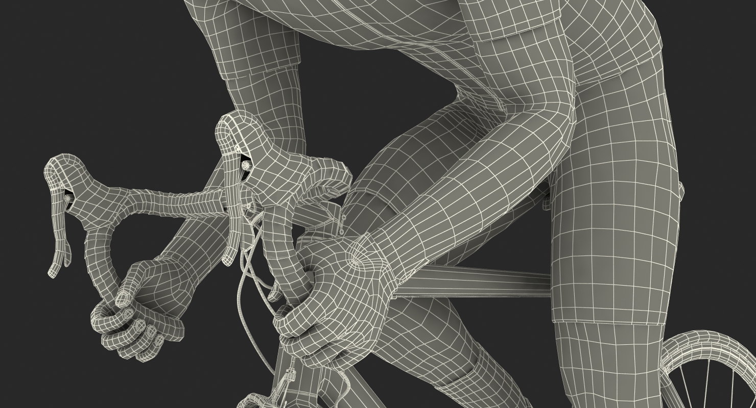 3D Cyclist Athlete in Red Suit on Bicycle model