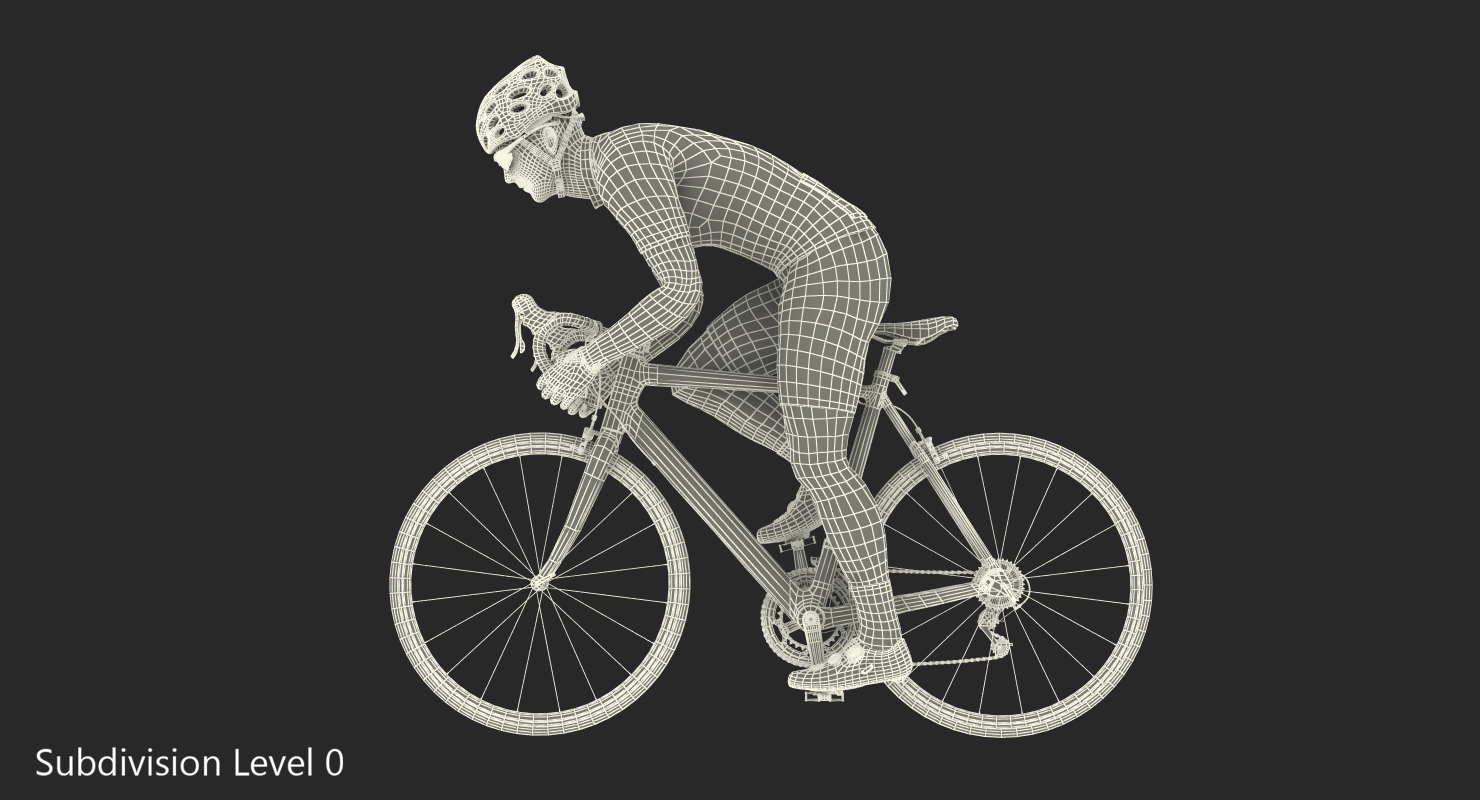 3D Cyclist Athlete in Red Suit on Bicycle model