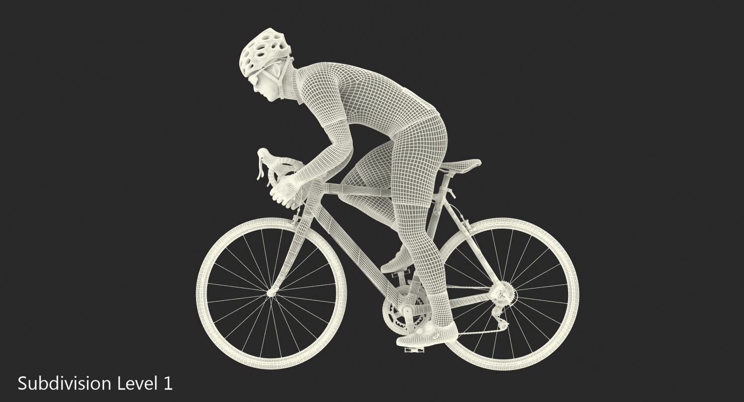 3D Cyclist Athlete in Red Suit on Bicycle model