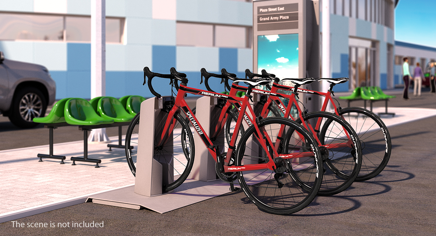 3D Cyclist Athlete in Red Suit on Bicycle model