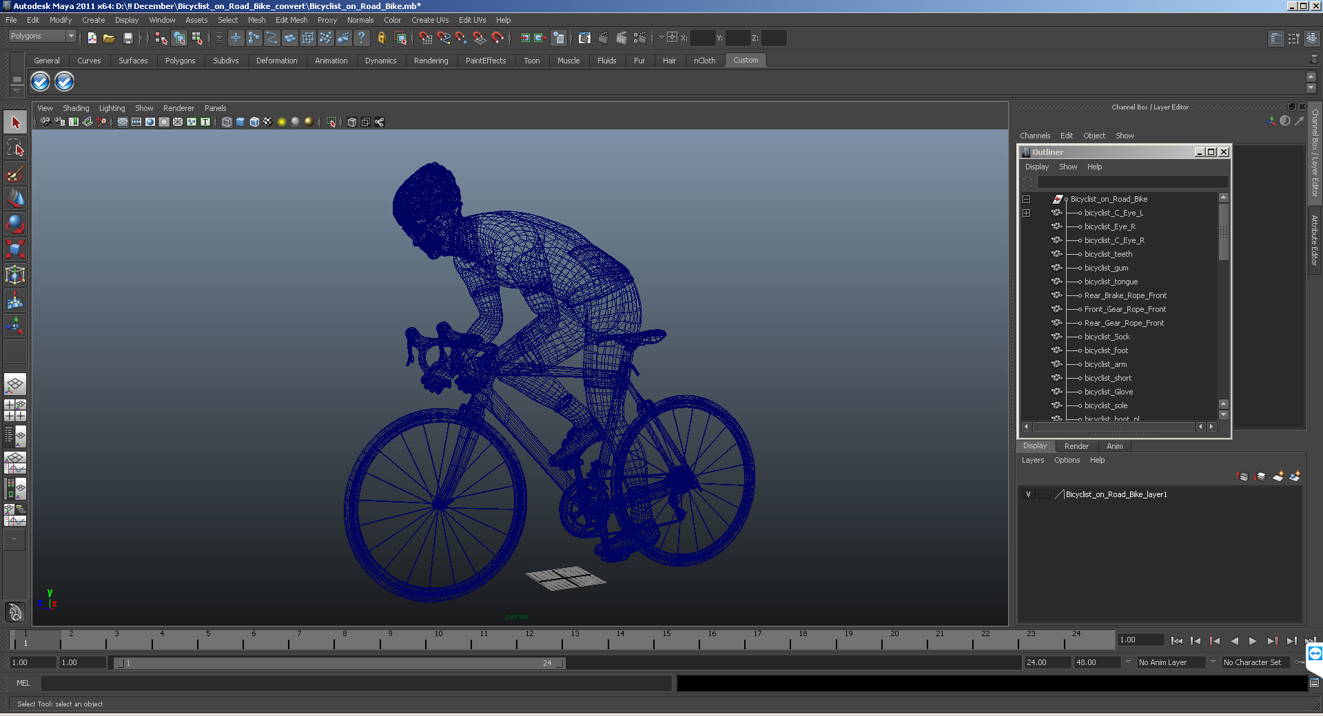3D Cyclist Athlete in Red Suit on Bicycle model