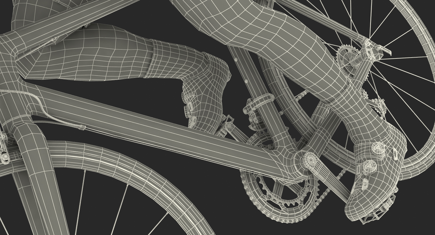 3D Cyclist Athlete in Red Suit on Bicycle model