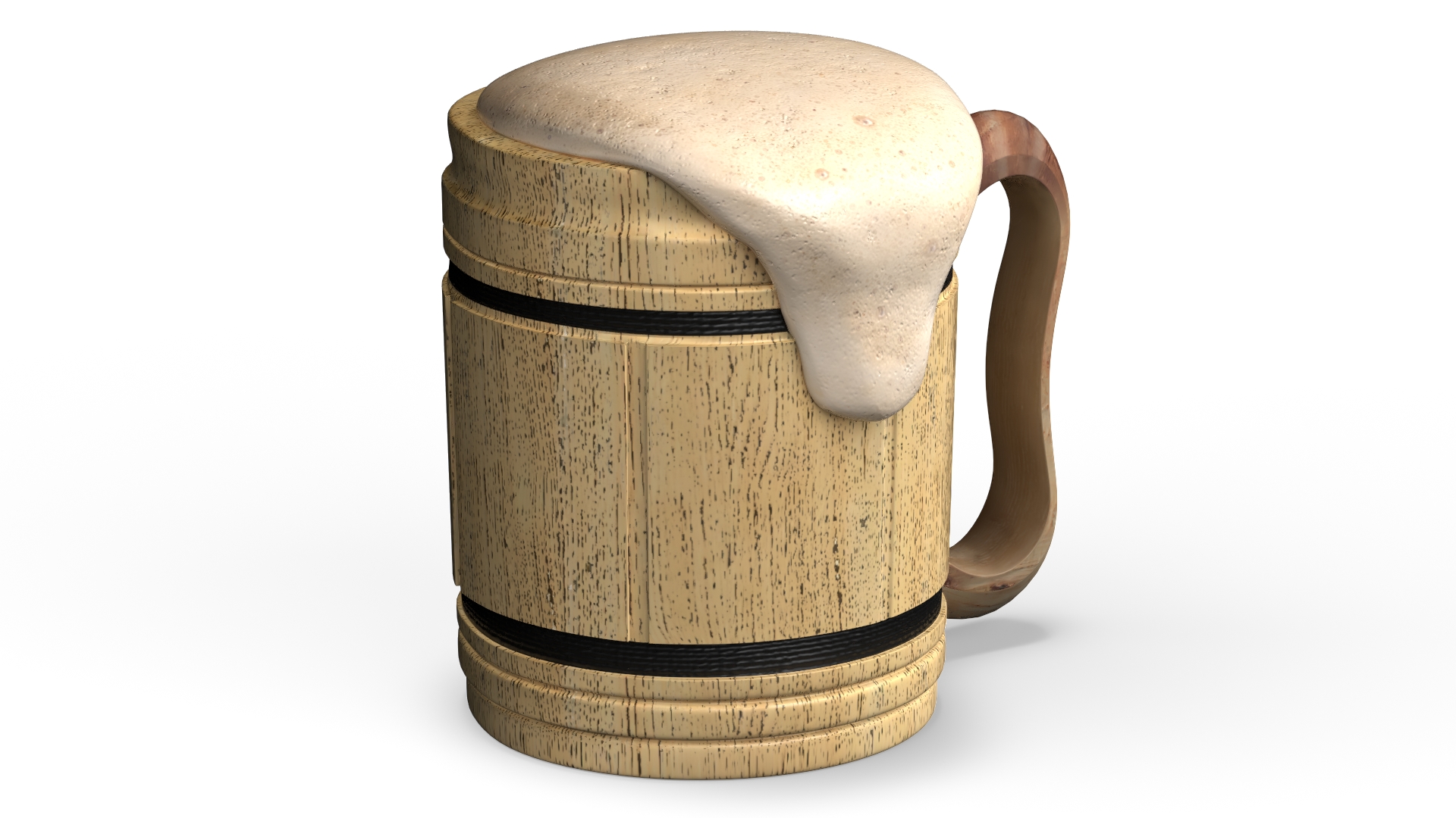 3D model Wooden Mug with Beer