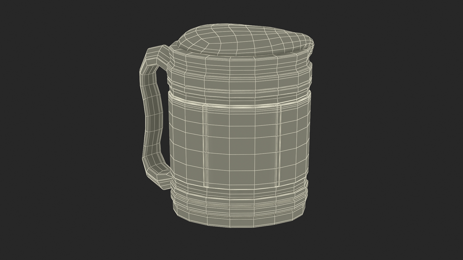 3D model Wooden Mug with Beer