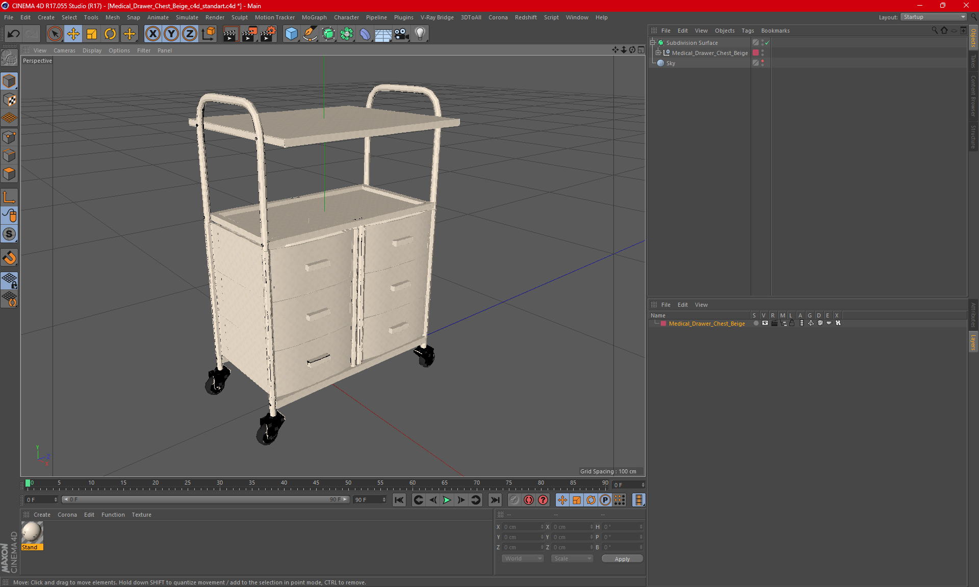 3D Medical Drawer Chest Beige