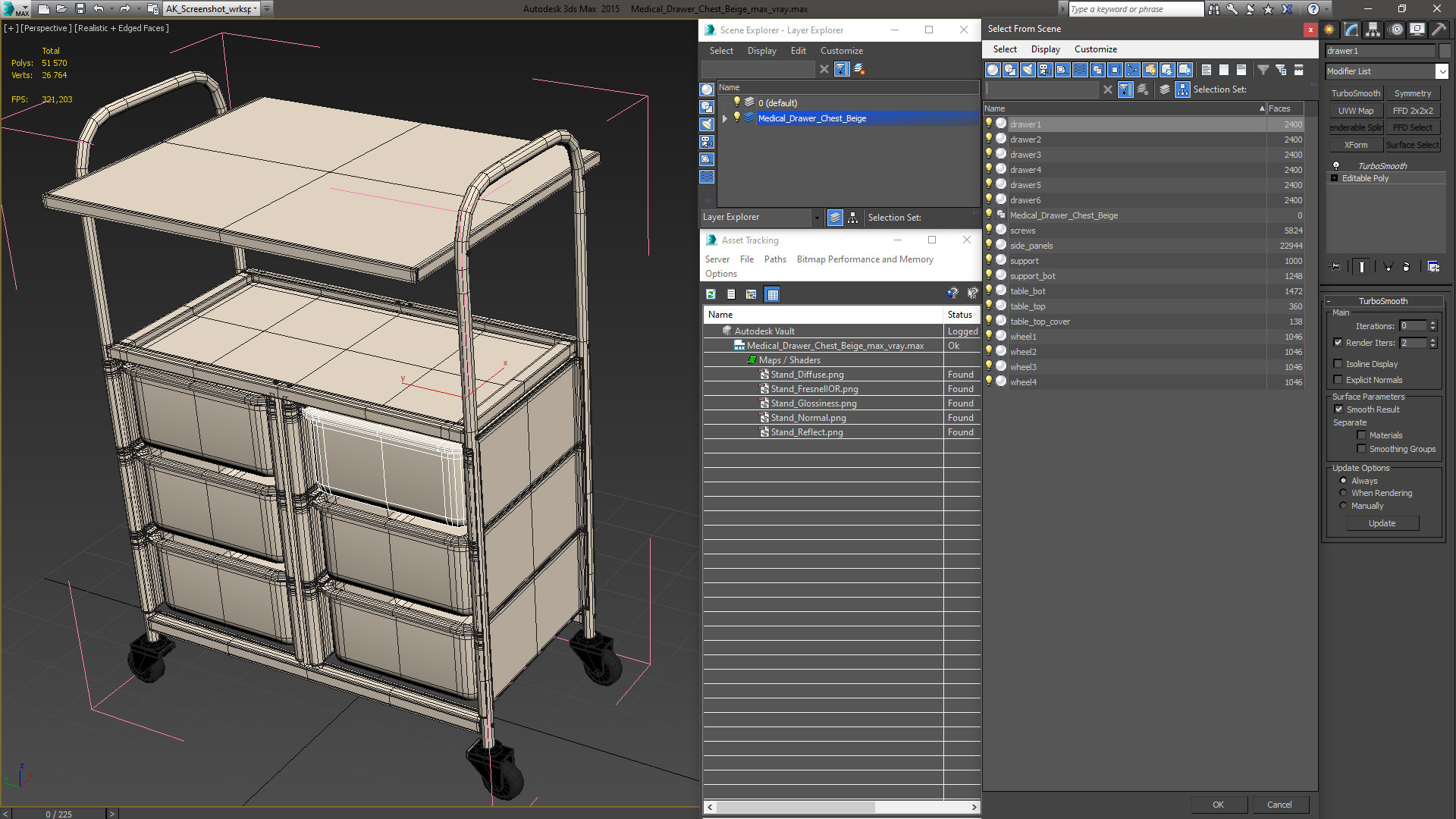 3D Medical Drawer Chest Beige