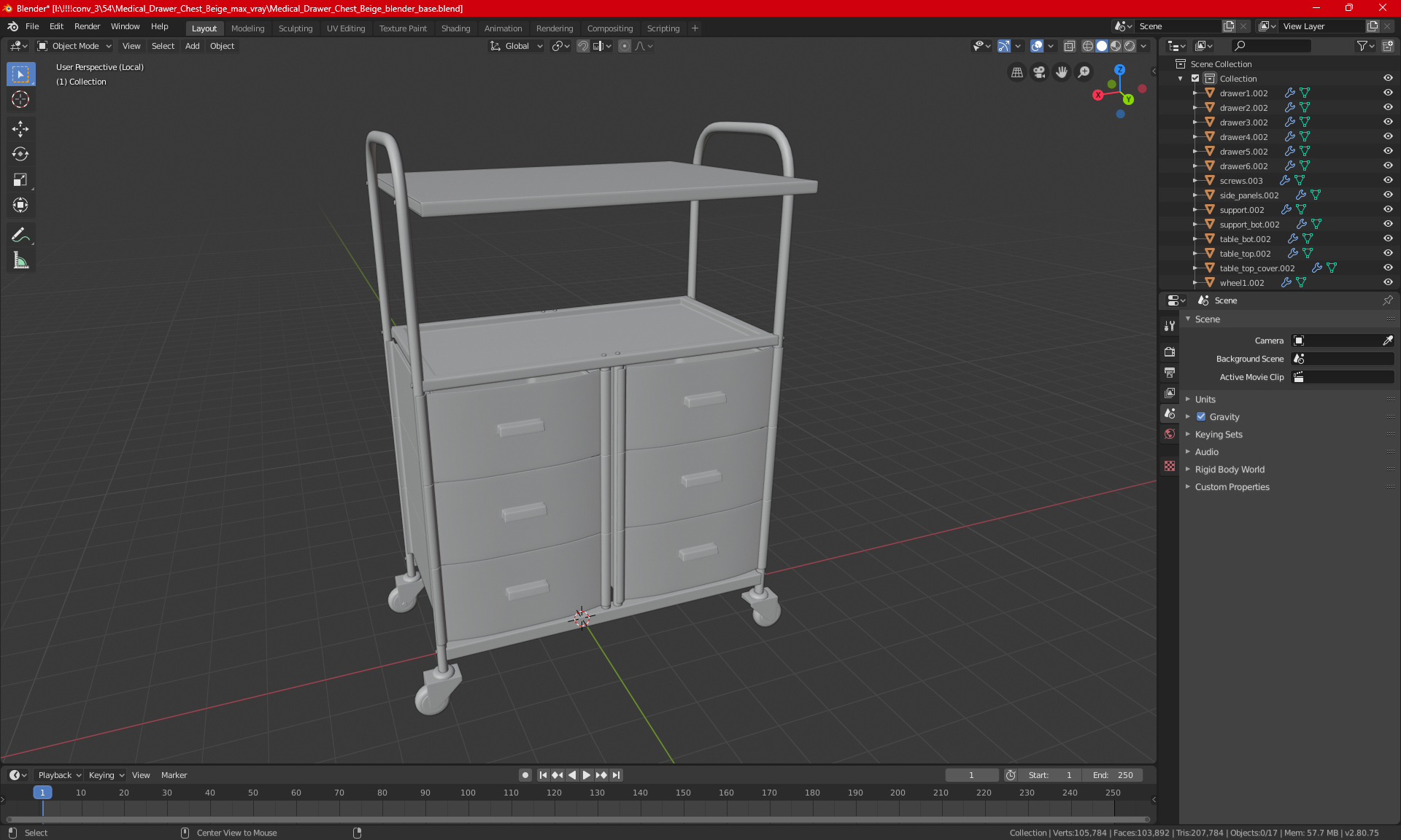 3D Medical Drawer Chest Beige