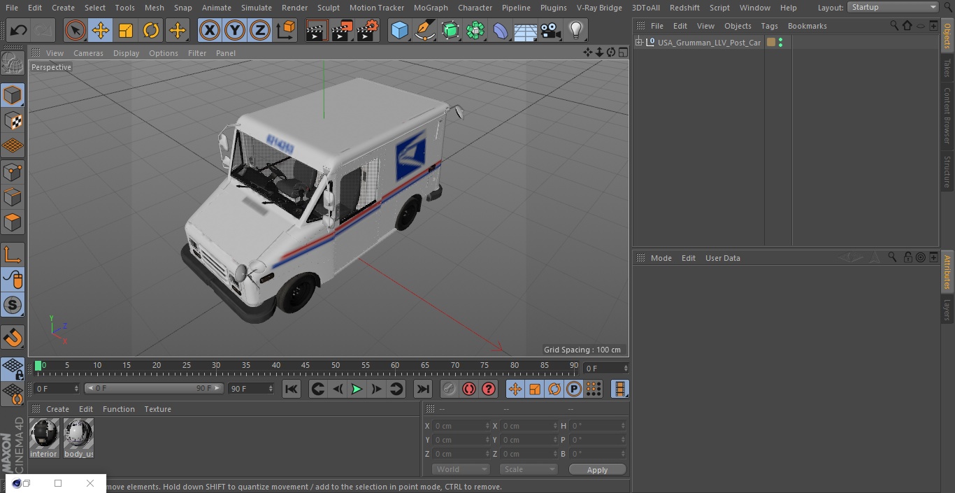 USA Grumman LLV Post Car 3D model
