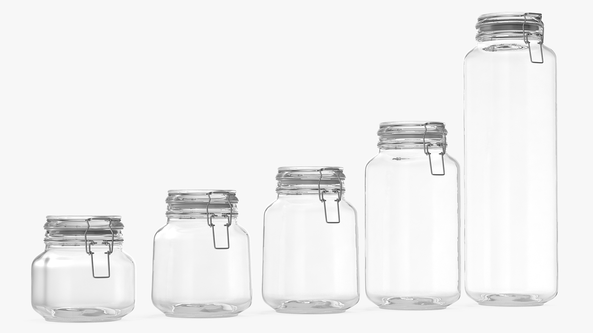 Clip Top Glass Storage Preserving Jars Set 3D