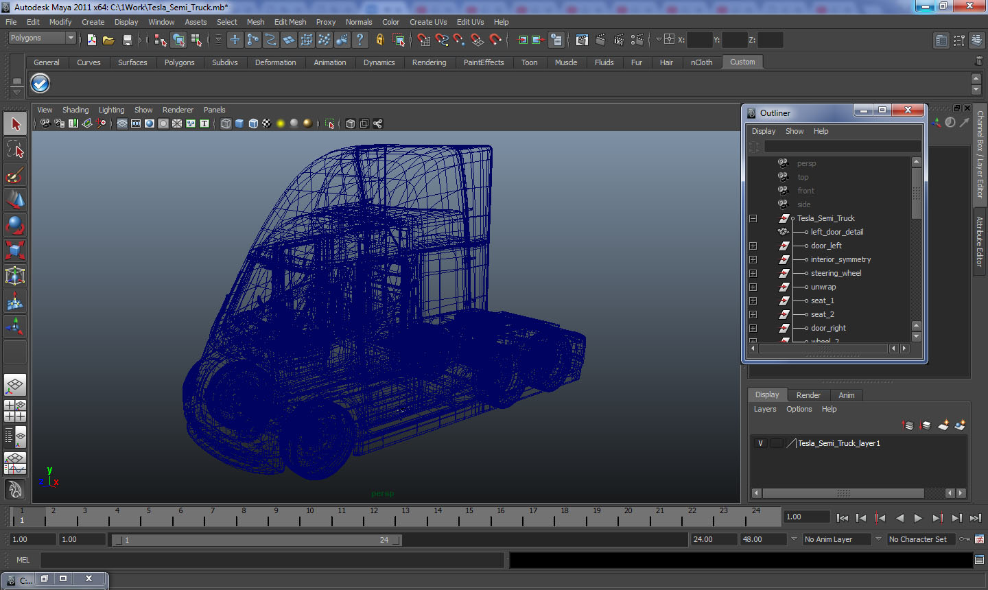 Tesla Semi Truck Simple Interior 3D