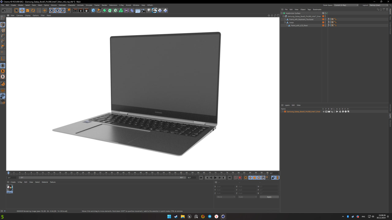 3D Samsung Galaxy Book5 Pro360 Intel7 Silver