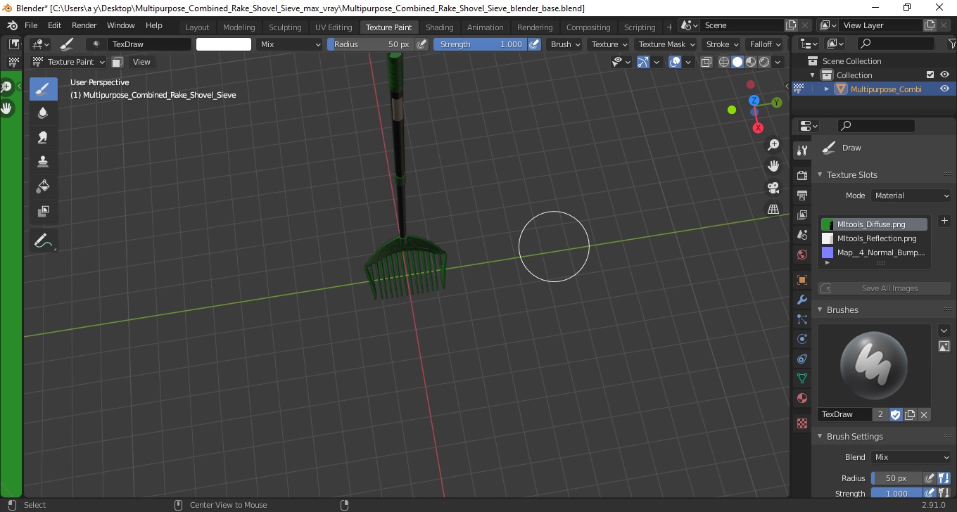 Multipurpose Combined Rake Shovel Sieve 3D model