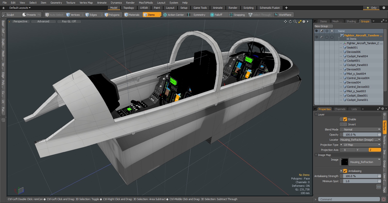 3D Fighter Aircraft Tandem Cockpit
