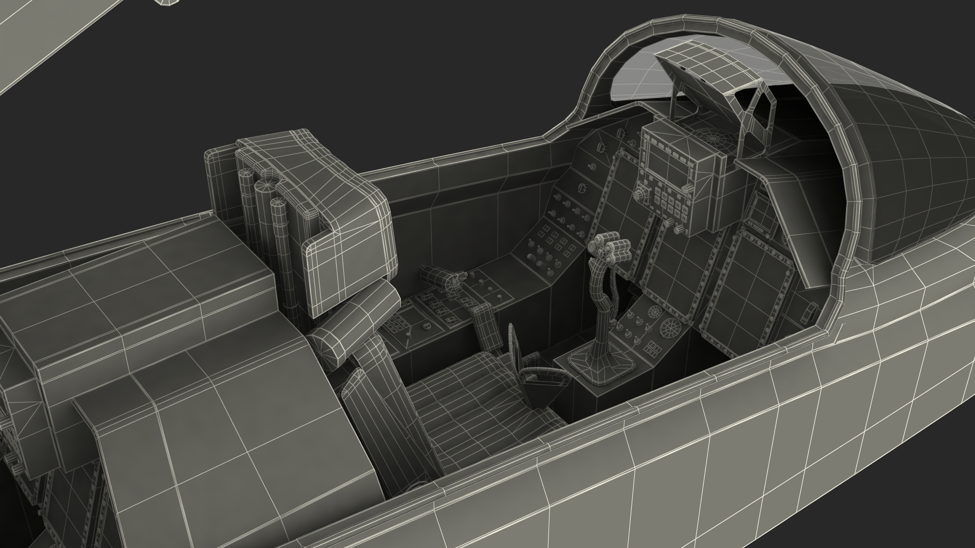 3D Fighter Aircraft Tandem Cockpit