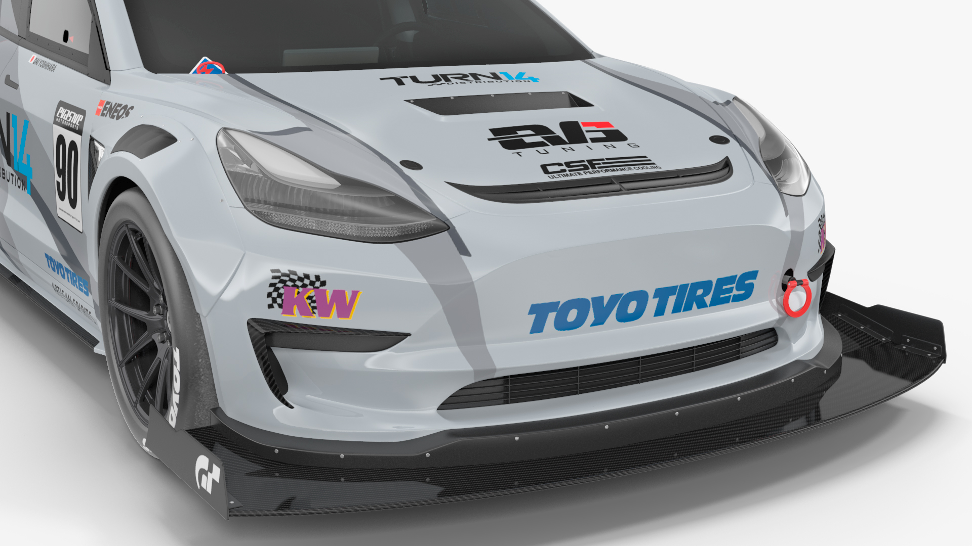 3D Tesla Model 3 Race Car Simple Interior model