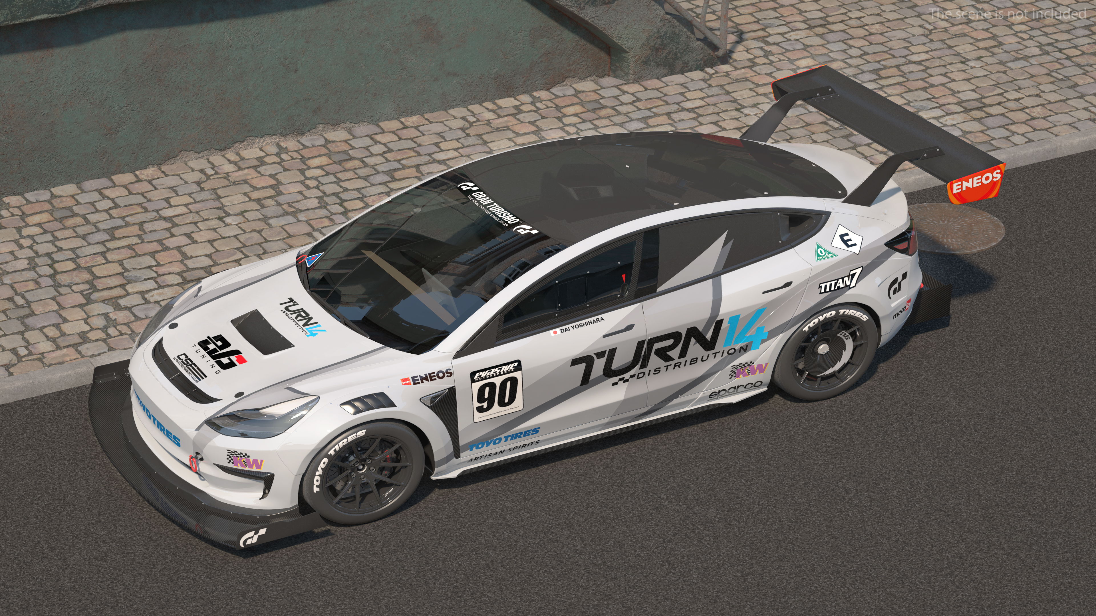 3D Tesla Model 3 Race Car Simple Interior model