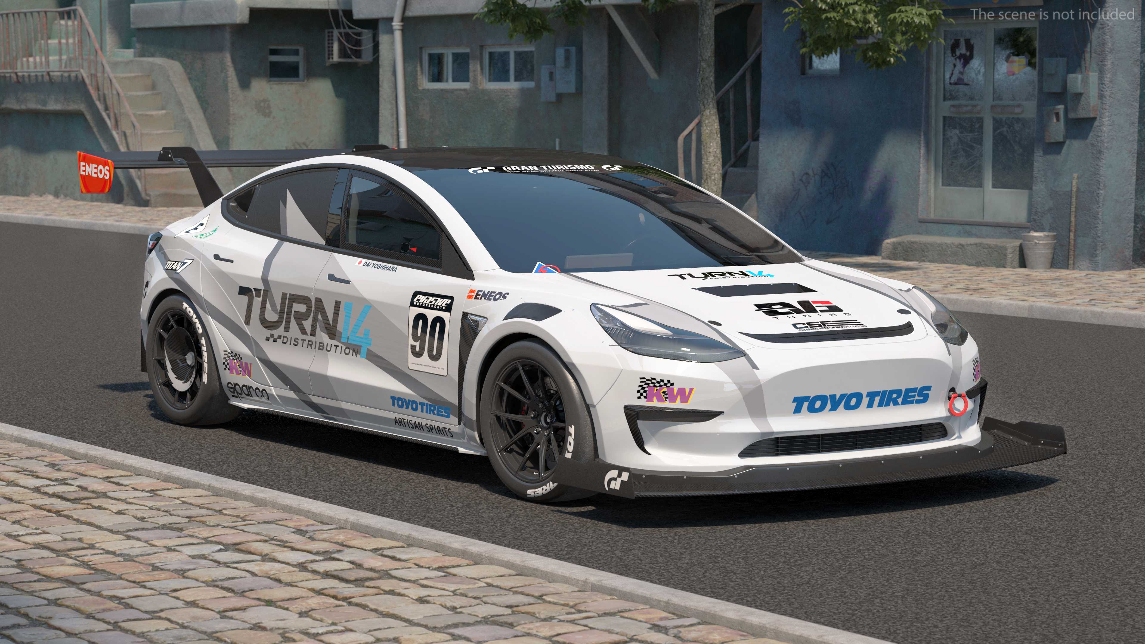 3D Tesla Model 3 Race Car Simple Interior model