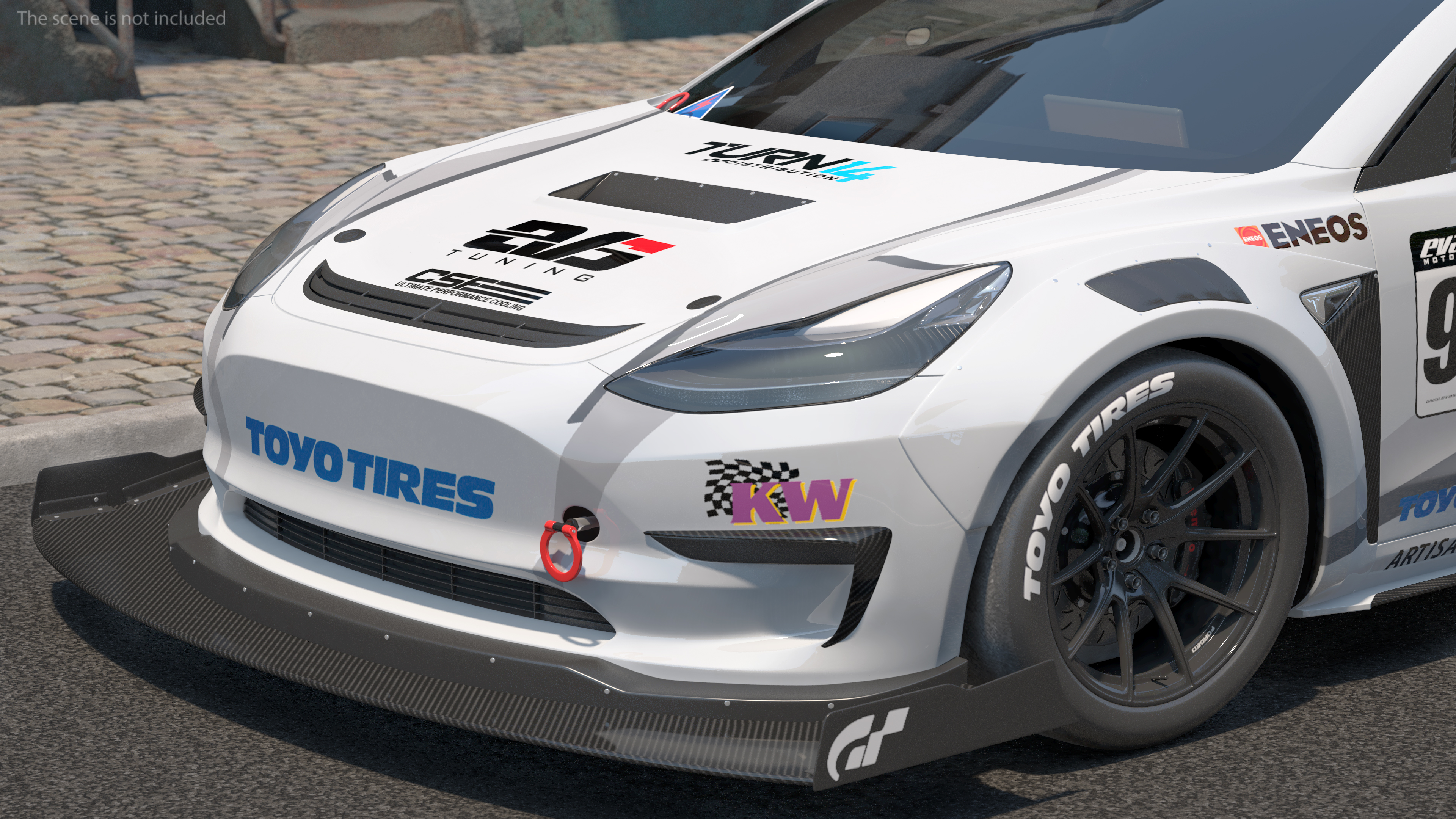 3D Tesla Model 3 Race Car Simple Interior model