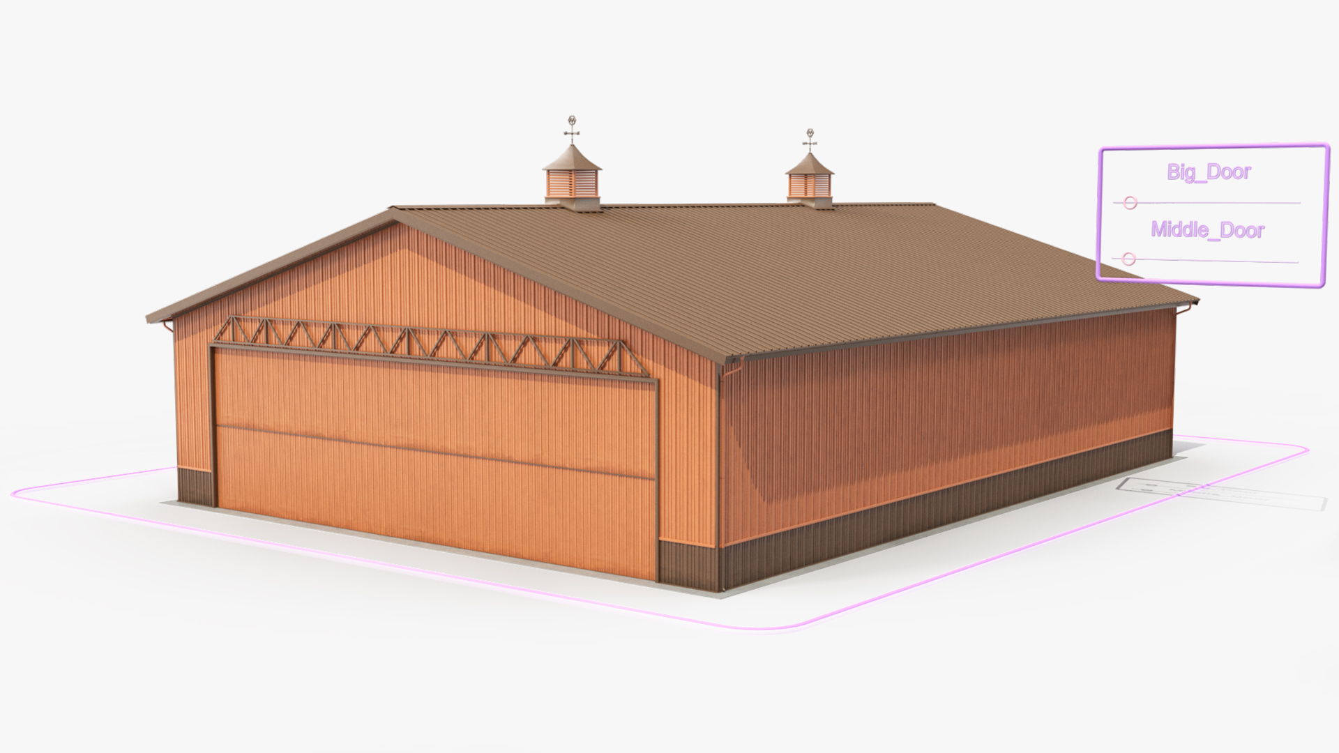 3D Personal Airplane Hangar Rigged