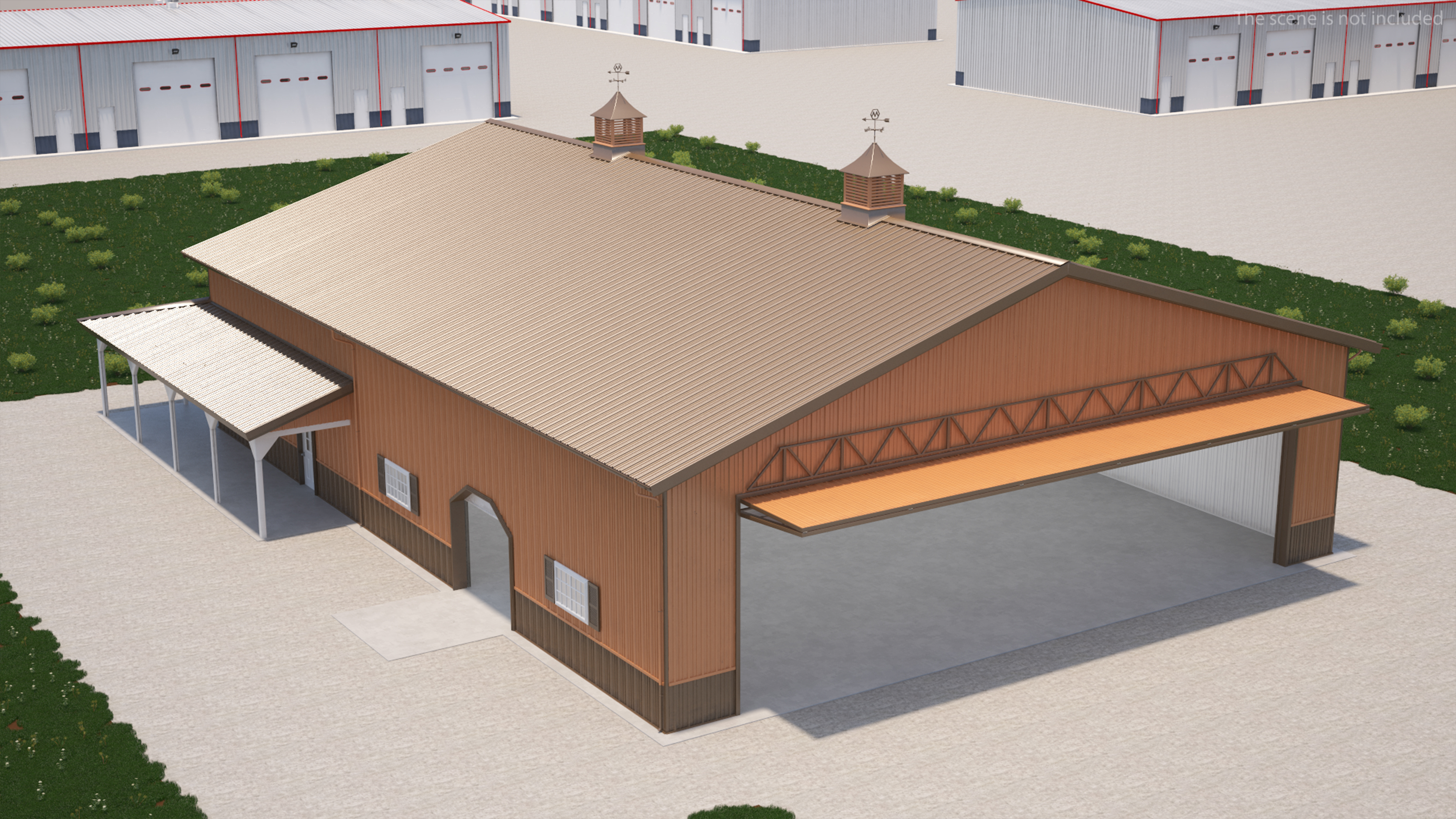 3D Personal Airplane Hangar Rigged
