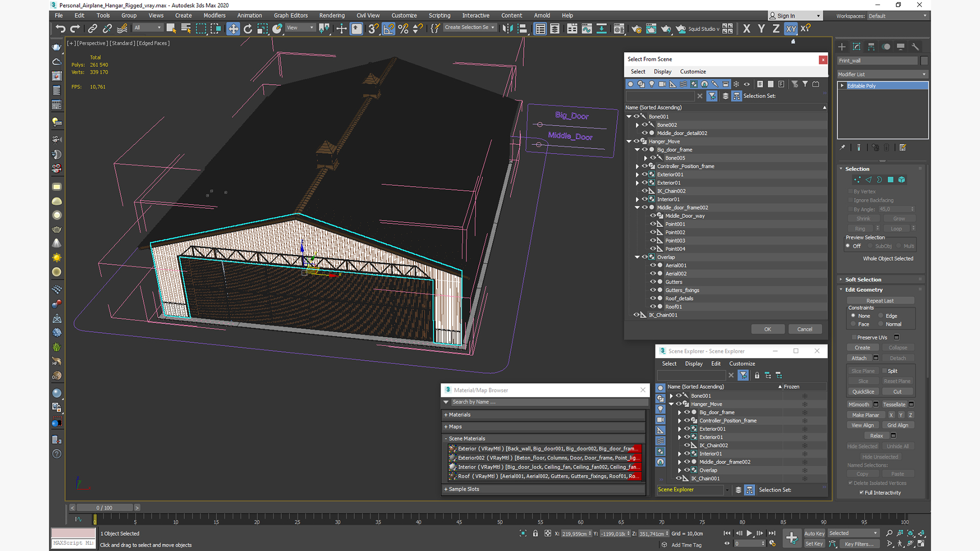 3D Personal Airplane Hangar Rigged