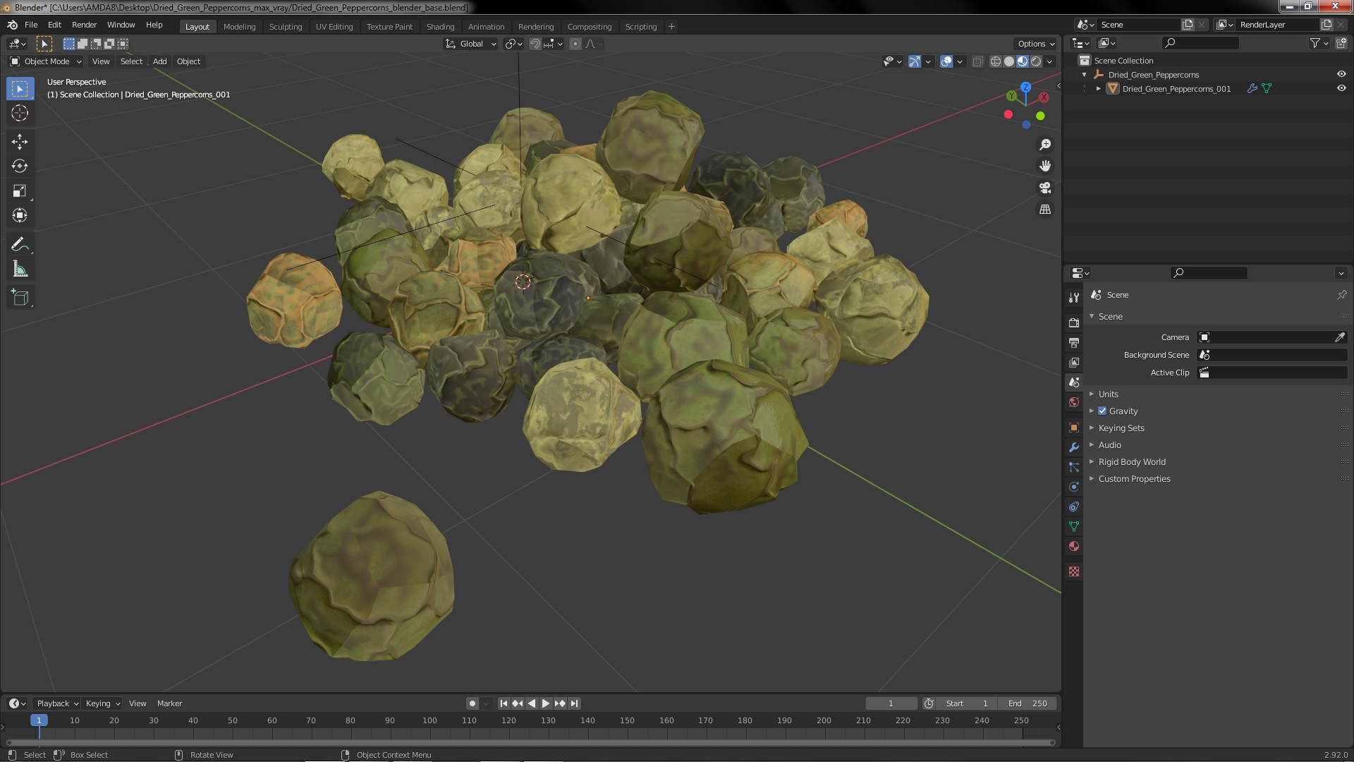 3D Dried Green Peppercorns model