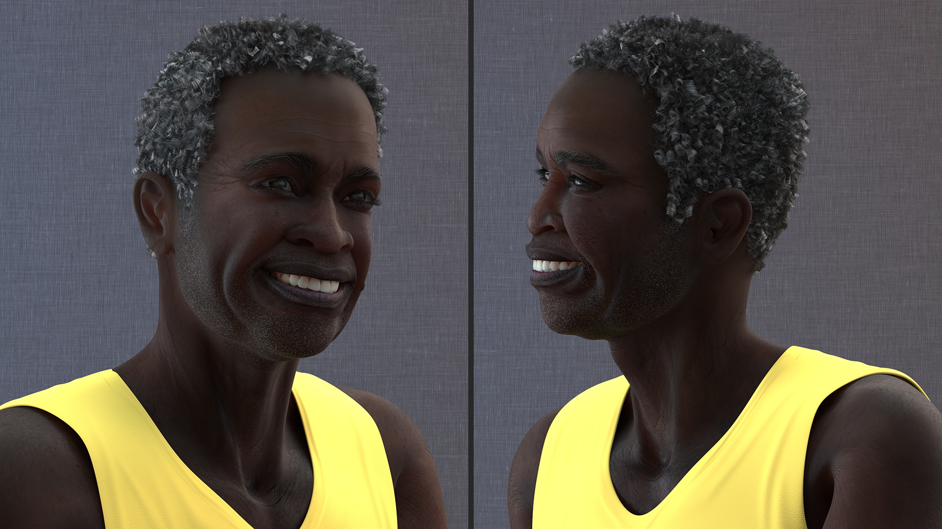 Afro American Old Gentleman in Sleeping Suit Sitting 3D