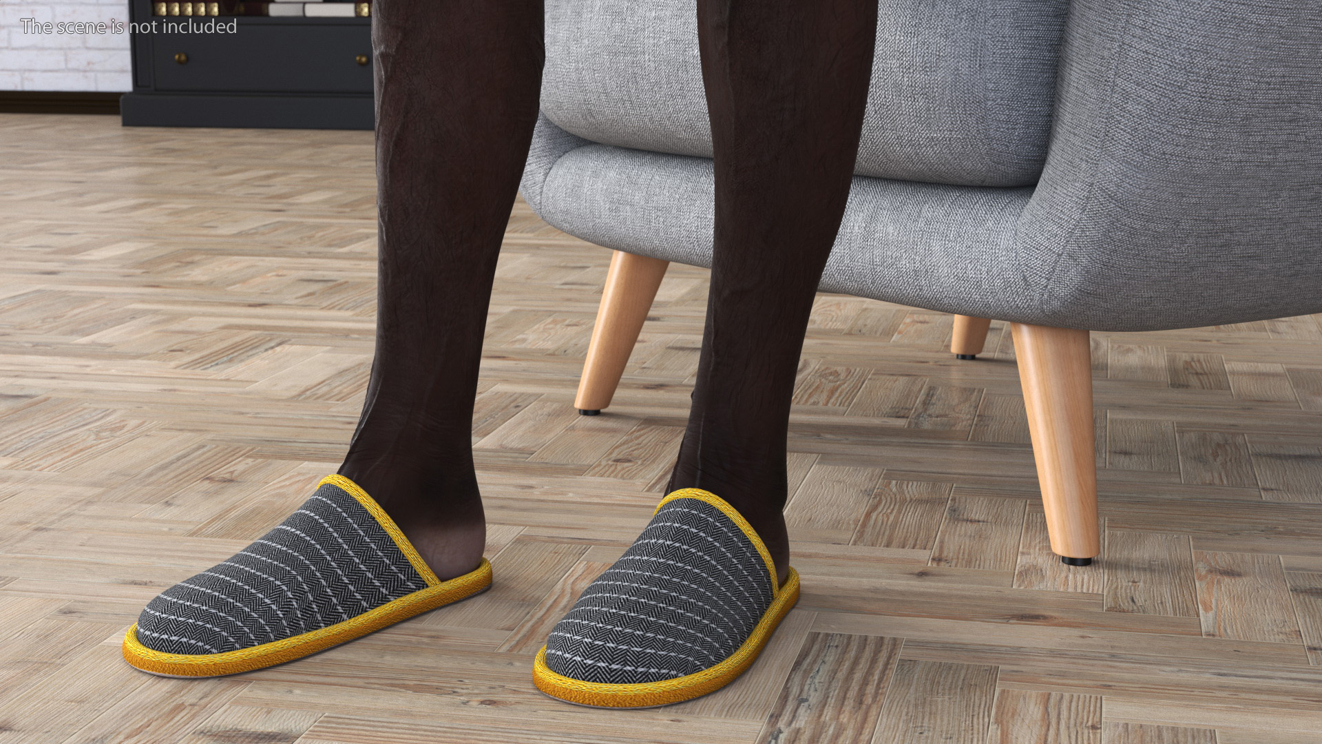 Afro American Old Gentleman in Sleeping Suit Sitting 3D