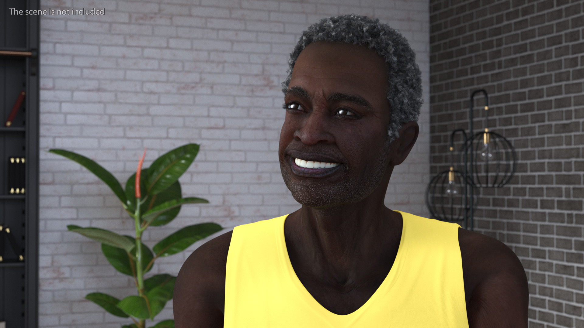 Afro American Old Gentleman in Sleeping Suit Sitting 3D