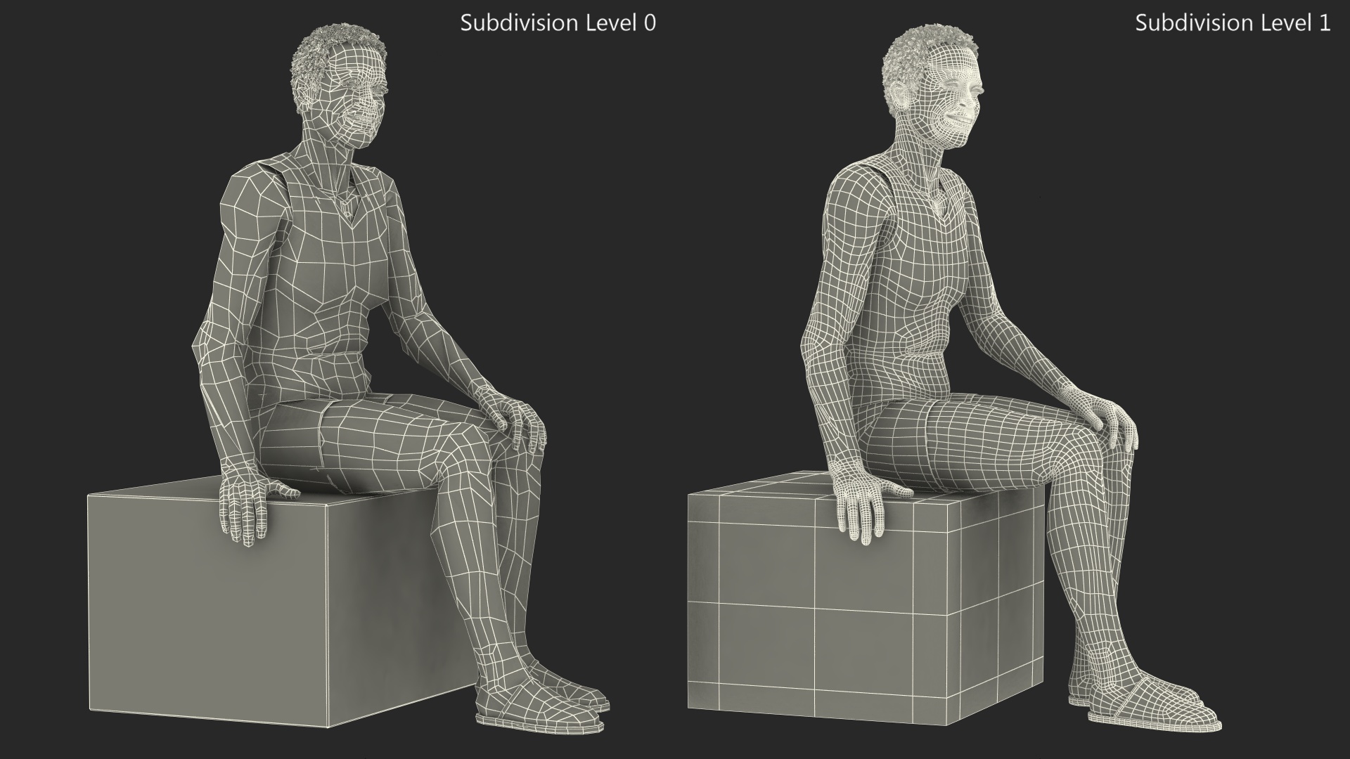 Afro American Old Gentleman in Sleeping Suit Sitting 3D