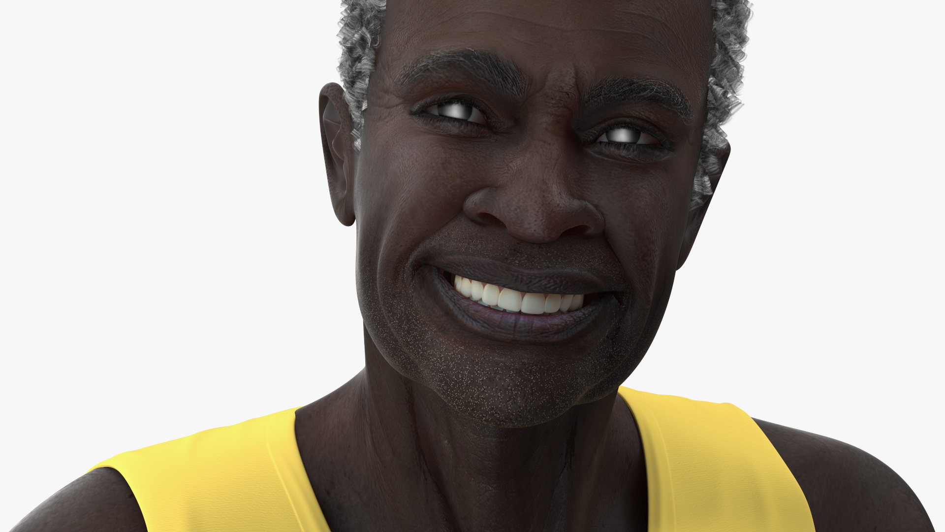Afro American Old Gentleman in Sleeping Suit Sitting 3D