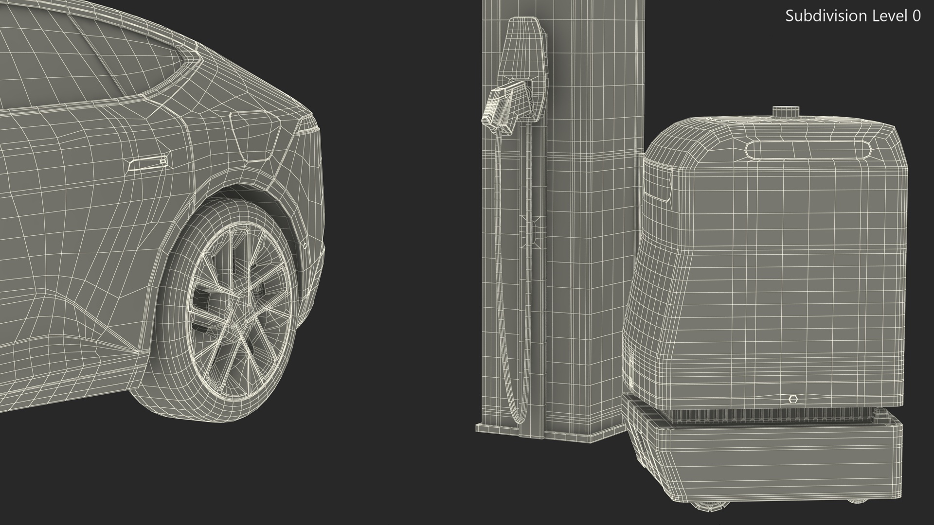 3D Electric Vehicle at Charging Station
