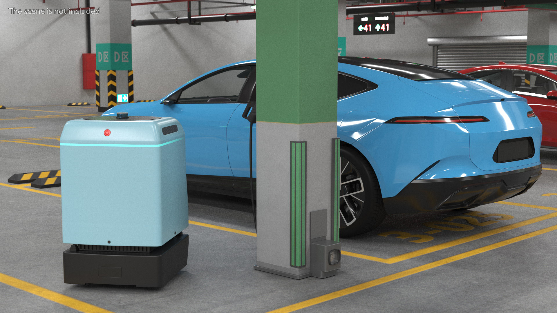3D Electric Vehicle at Charging Station