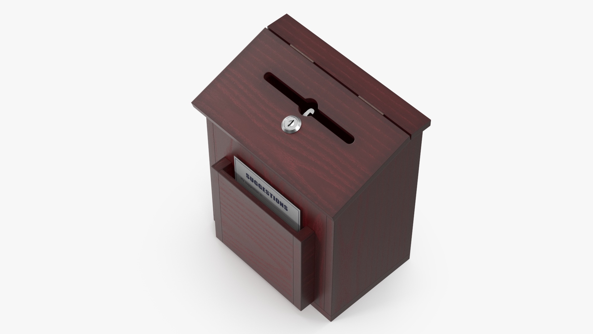 3D Red Wood Locking Suggestion Box with Card