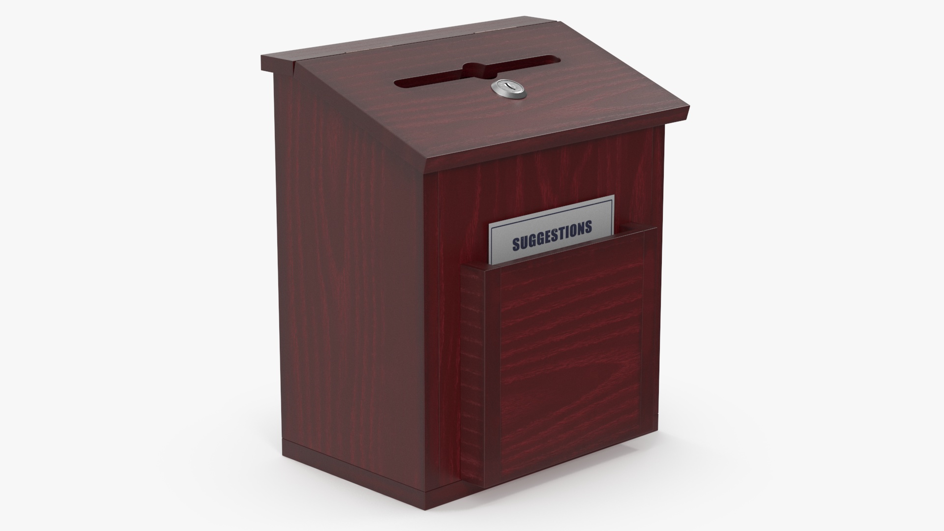 3D Red Wood Locking Suggestion Box with Card