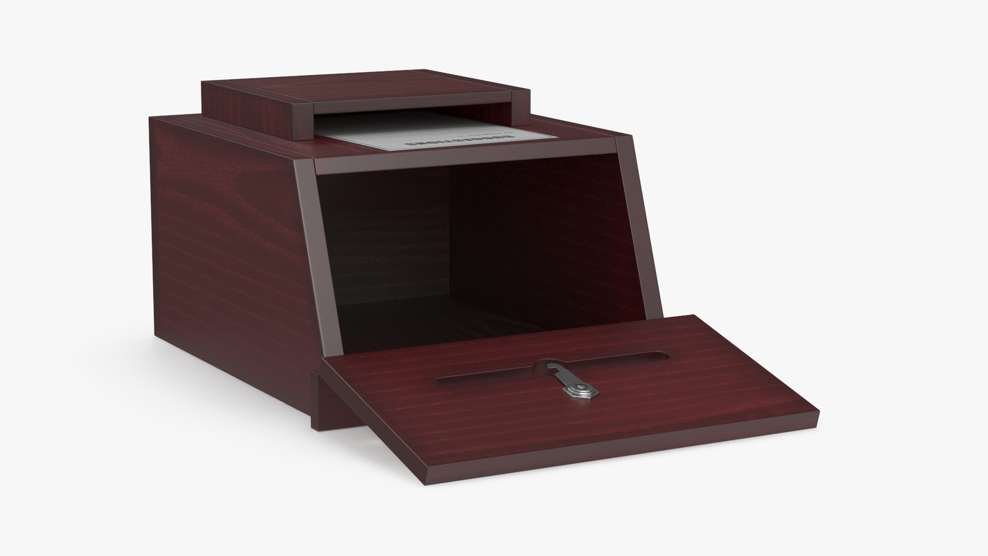 3D Red Wood Locking Suggestion Box with Card